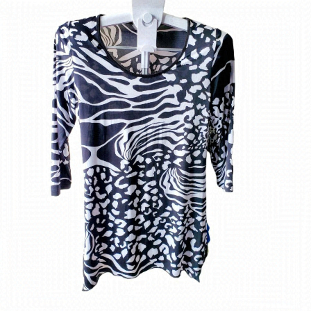 𝅺bianca Nygard Casual Boho Floral Print Summer Tunic Top Blouse. Size Small